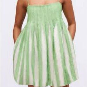 Chic Green and White Striped Mini Dress